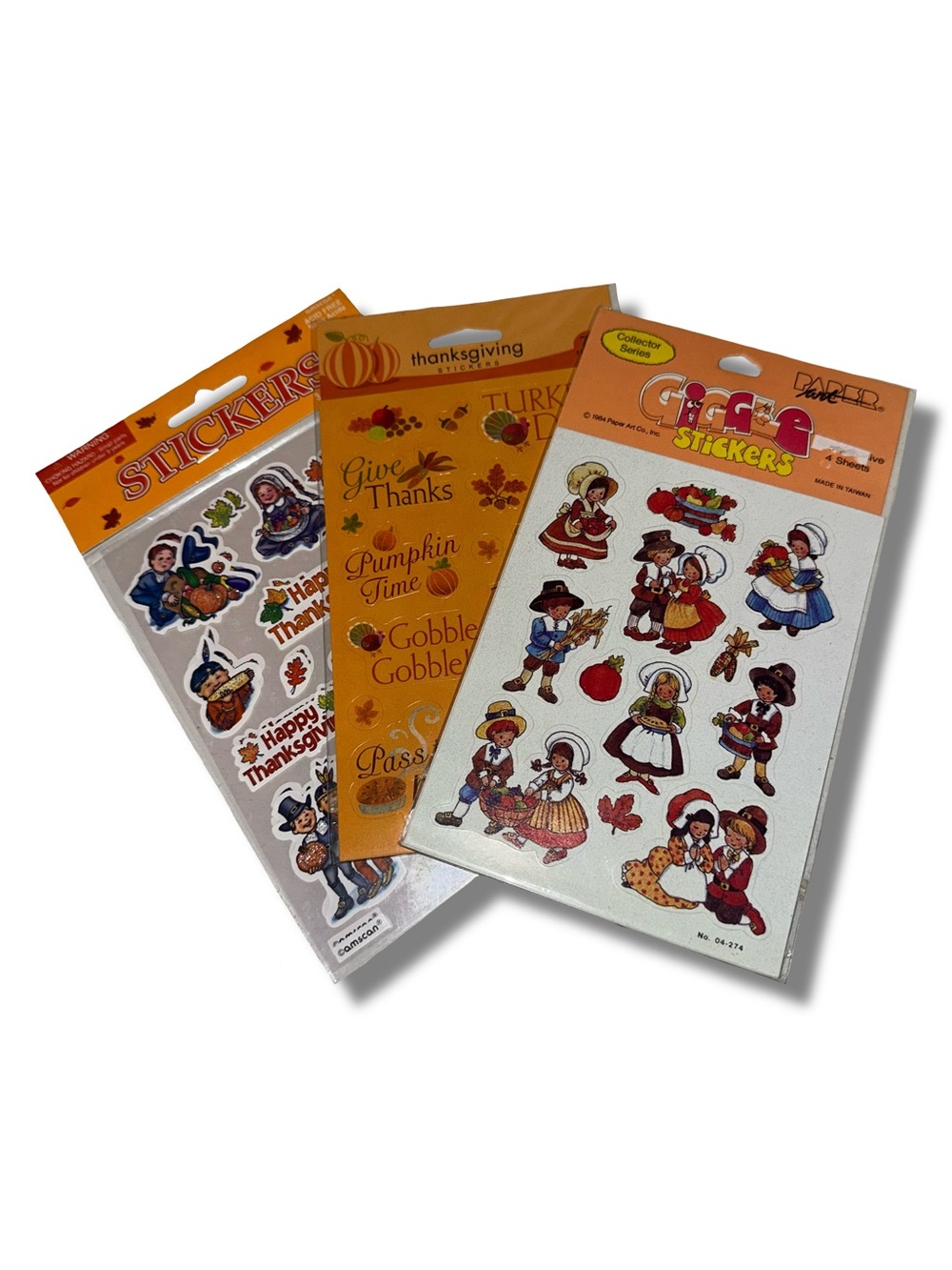 NWT 3pc Vtg Thanksgiving Stickers Set